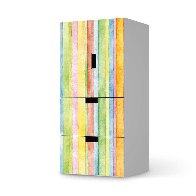 Möbelfolie IKEA Stuva / Malad - 2 Schubladen und 2 kleine Türen - Watercolor Stripes- Bild 1