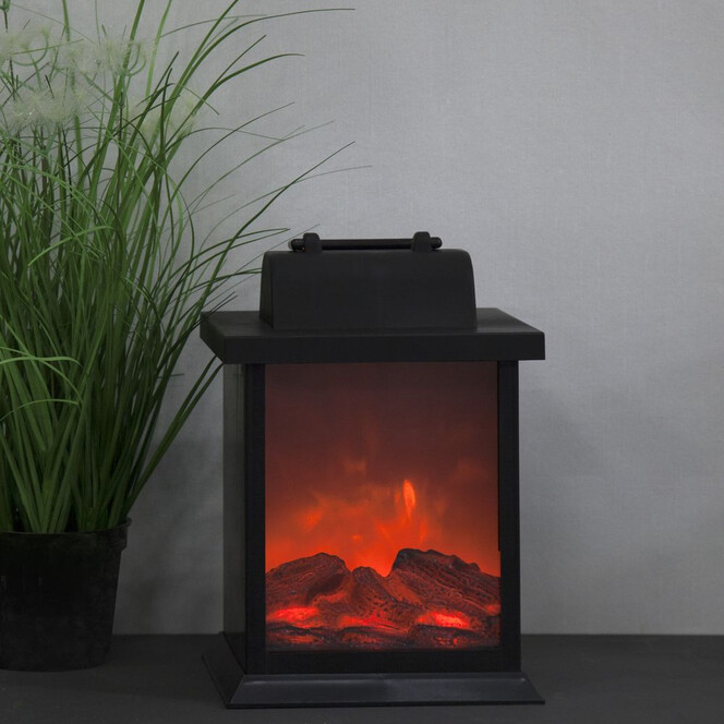 LED Laterne Fireplace in Schwarz mit Timerfunktion - Bild 1