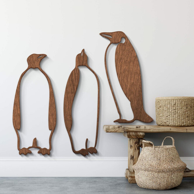 Holzkunst Mahagoni - Pinguine (3-teilig)