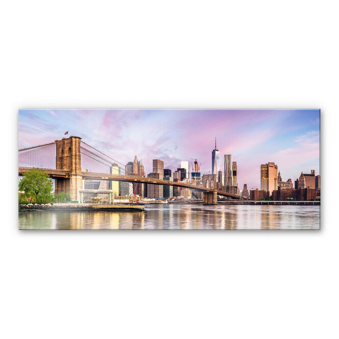Acrylglasbild Colombo - Manhattan Skyline und die Brooklyn Bridge - Panorama