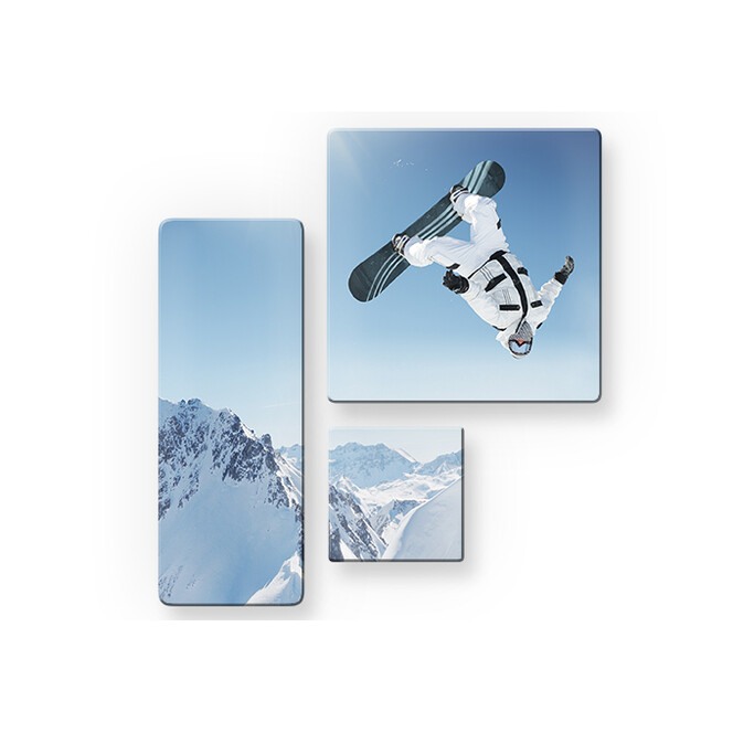 Glasbild Snowboarder (3-teilig)
