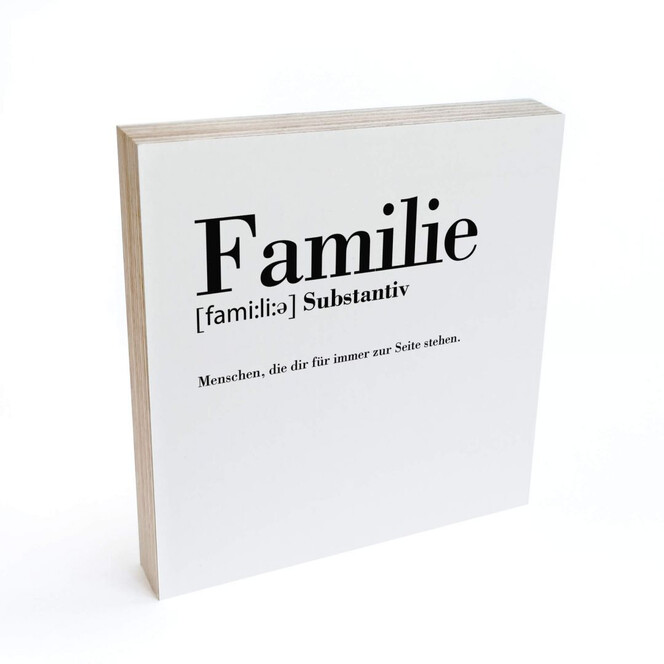 Holzbild zum Hinstellen - Grammatik - Familie - 15x15cm - Bild 1