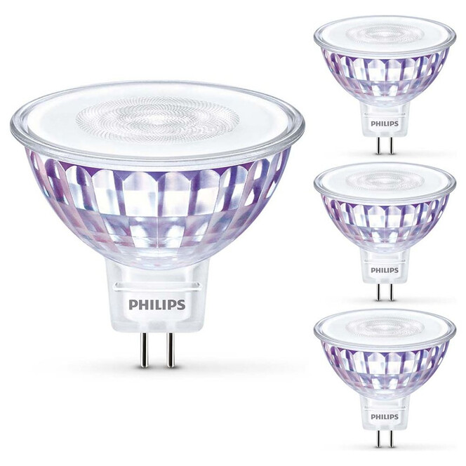 Philips LED WarmGlow Lampe ersetzt 35W, GU5.3 Reflktor MR16. warmweiss, 345 Lumen, dimmbar, 4er Pack Energieklasse A&