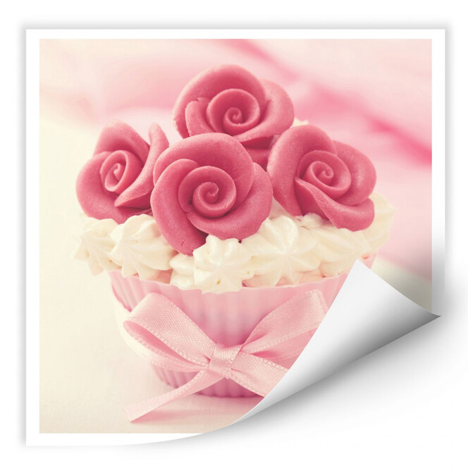 Wallprint Roses on Cupcake