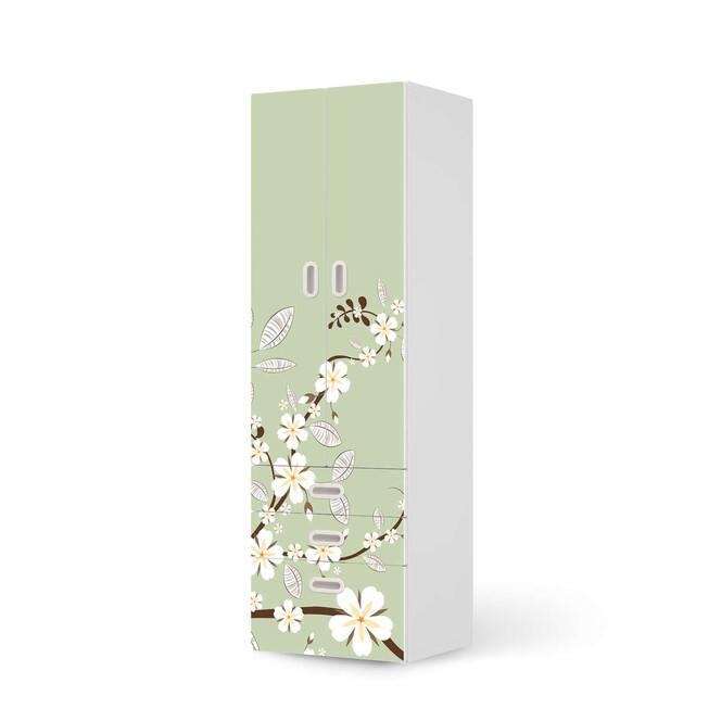 Klebefolie IKEA Stuva / Fritids - 3 Schubladen und 2 grosse Türen - White Blossoms- Bild 1