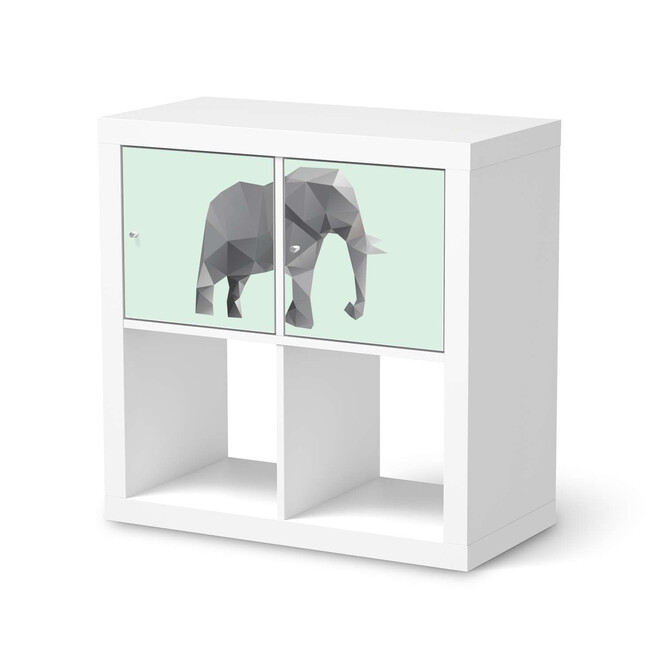 Möbelfolie IKEA Kallax Regal 2 Türen (quer) - Origami Elephant- Bild 1