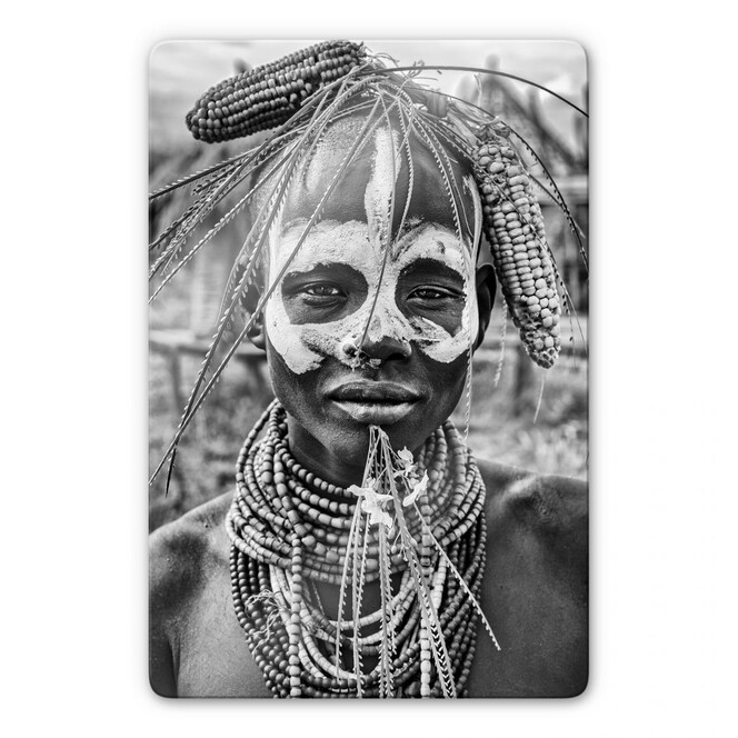 Glasbild Kuesta - Porträt eines äthiopischen Stammes