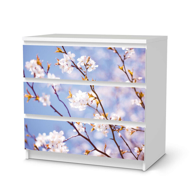 Klebefolie IKEA Malm Kommode 3 Schubladen - Apple Blossoms- Bild 1