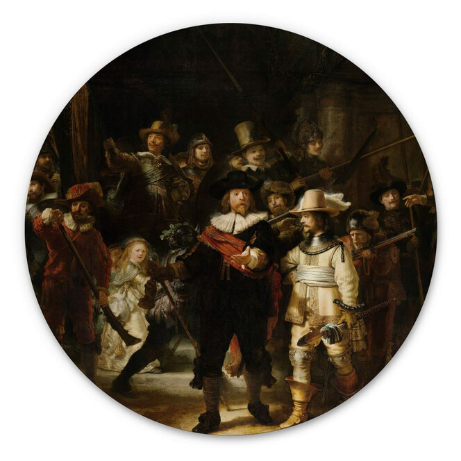 Alu-Dibond Rembrandt - Die Nachtwache - Rund