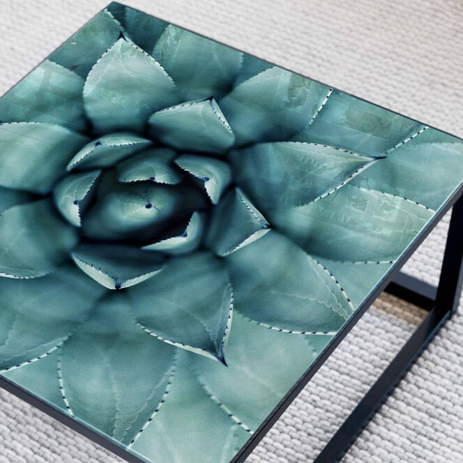 Tischplatte aus Glas - Agave 02 - Quadratisch - 60x60cm - Bild 1