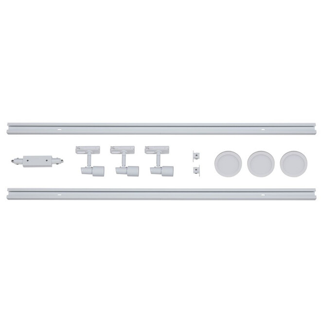 famlights | 1-Phasen Schienensystem-Set in Weiss 2 Meter inkl. 3 Spots inkl. Leuchtmittel