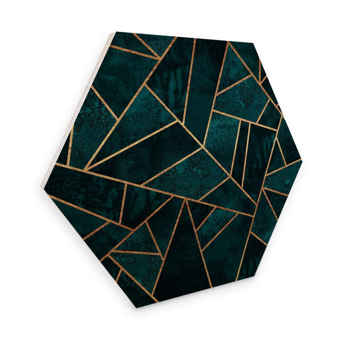 Hexagon - Holz Birke-Furnier Fredriksson - Blau-grüner Edelstein