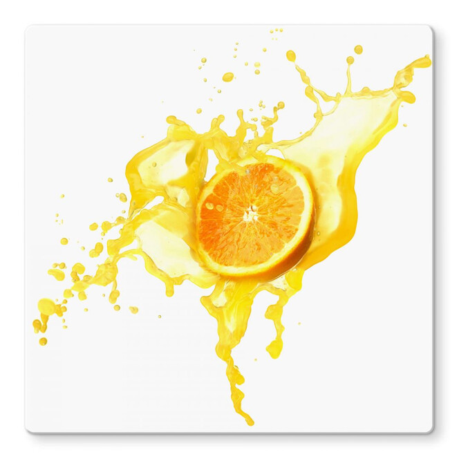 Glasbild Splashing Oranges - quadratisch