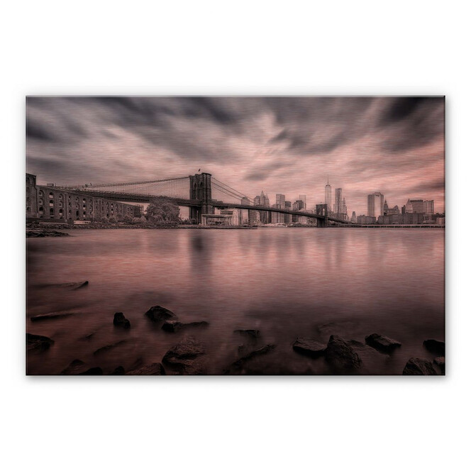 Alu-Dibond Bild mit Kupfereffekt Javier - Brooklyn Bridge