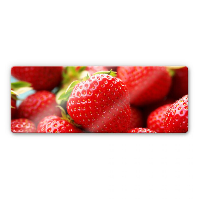 Glasbild Erdbeeren aus dem Garten - Panorama