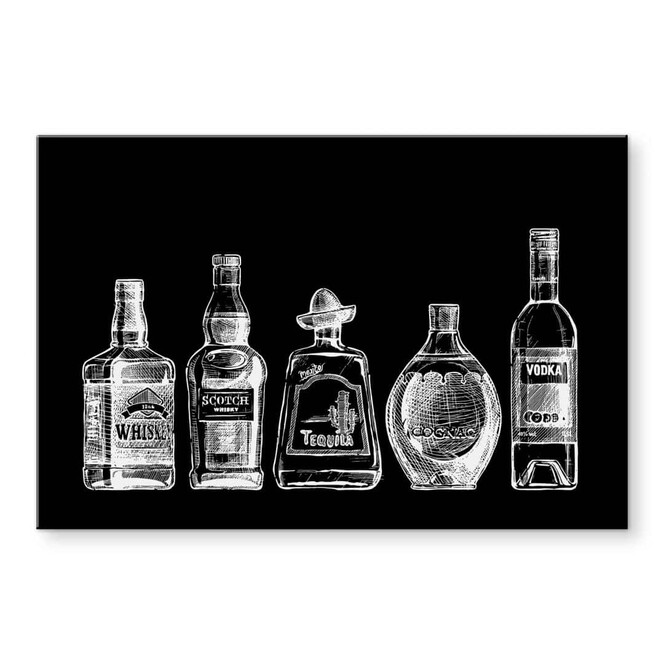 Acrylglasbild 5 Flaschen voll Spass - schwarz
