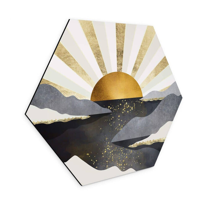 Hexagon Wandbild SpaceFrog Designs - Goldene Dämmerung - Alu-Dibond
