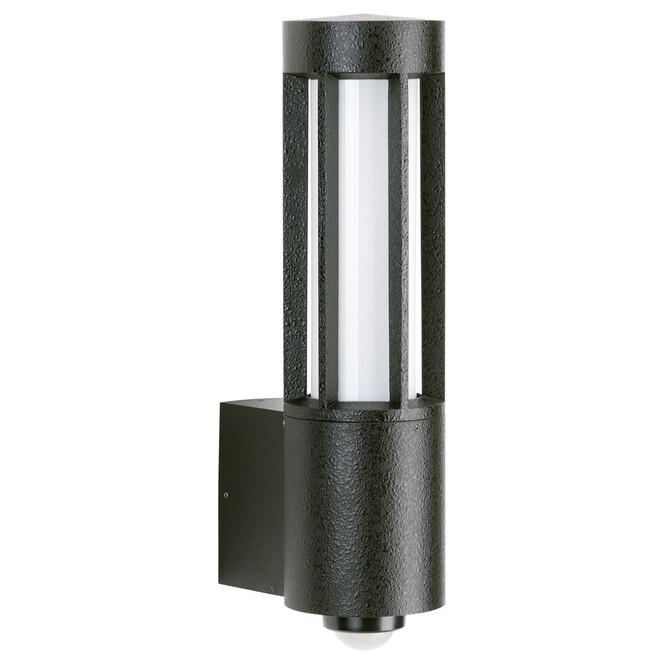 Runde Wandleuchte A-252801. schwarz, 1-flammig, mit Bewegungsmelder, Aluguss, Opalglas, IP44 - Bild 1