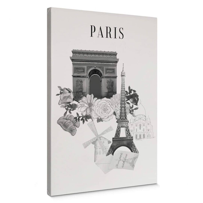 Leinwandbild Frankreich Schwarz-Weiss - Love your City - Paris