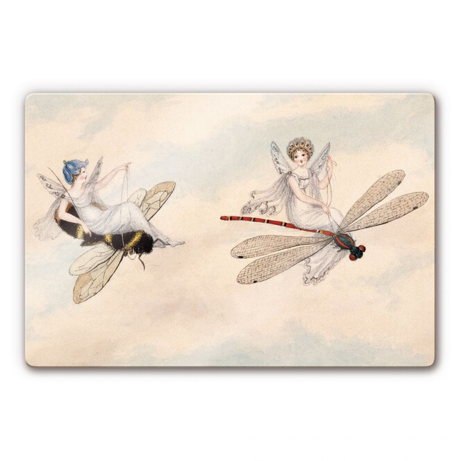 Glasbild Murray - Zwei Elfen fliegen durch die Luft