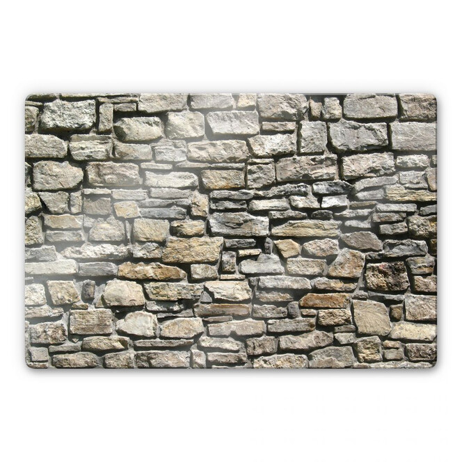 Glasbild Natursteinmauer
