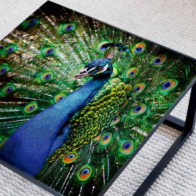 Tischplatte aus Glas - Beautiful Peacock - Quadratisch - 60x60cm - Bild 1