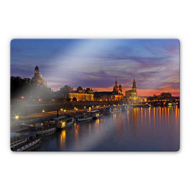 Glasbild Dresden im Nachtlicht