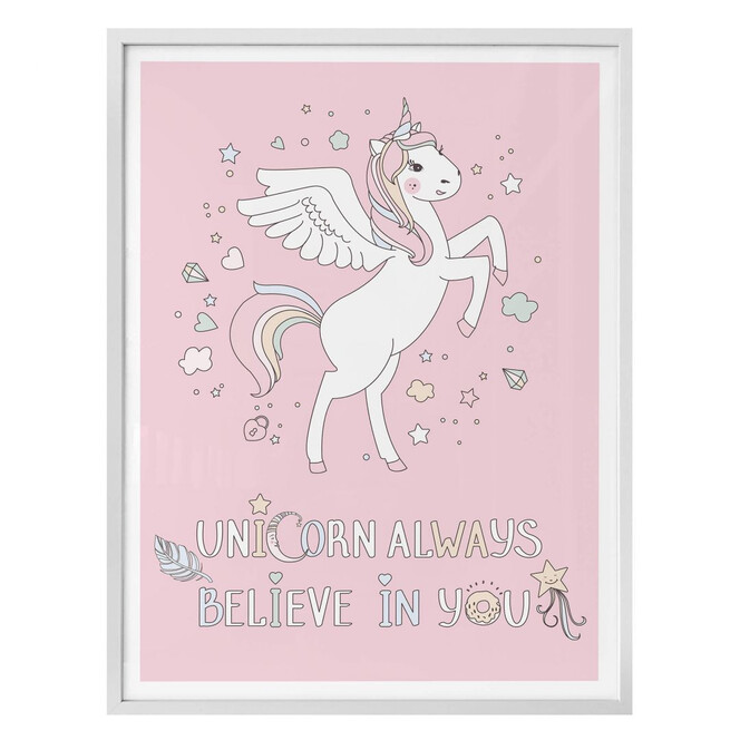 Poster Kvilis - Unicorn always believe in you - Einhorn mit Flügeln