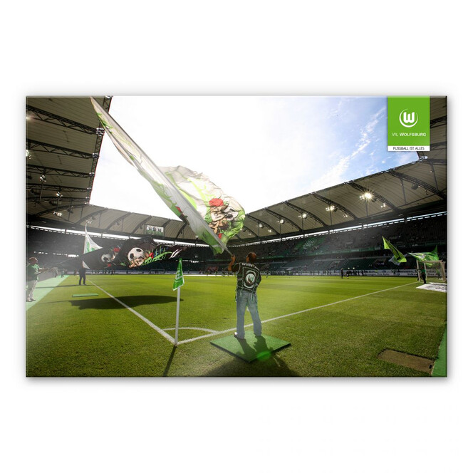 Acrylglasbild VfL Wolfsburg Flaggen