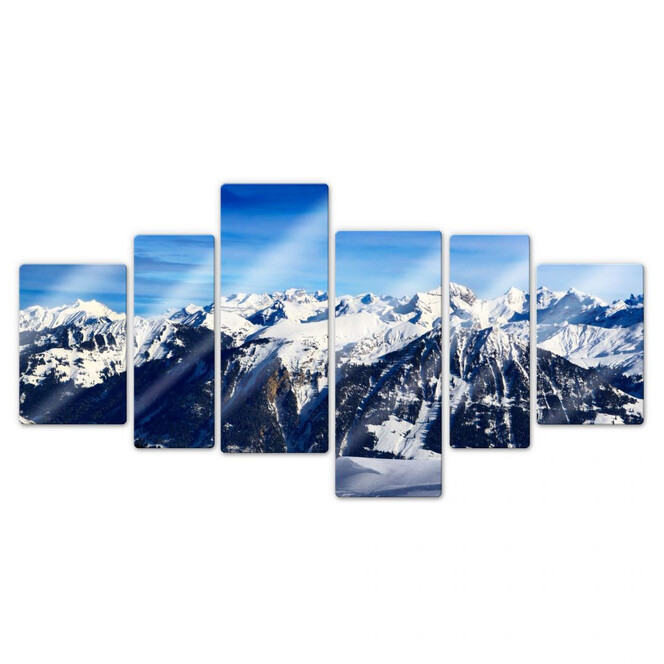 Glasbild Alpenpanorama (6-teilig)