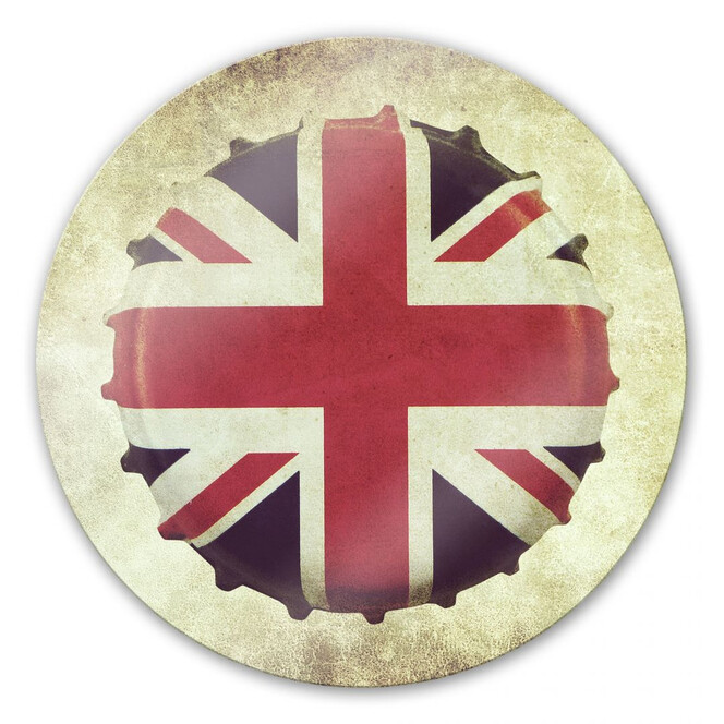 Glasbild Britischer Kronkorken - rund