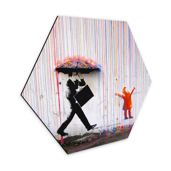 Hexagon - Alu-Dibond Banksy - Coloured Rain
