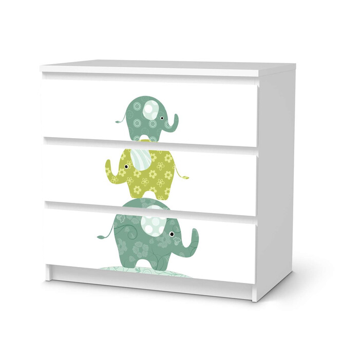 Klebefolie IKEA Malm Kommode 3 Schubladen - Elephants- Bild 1