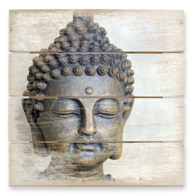 Holzbild Buddha Gesicht