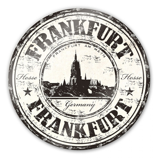Glasbild Poststempel Frankfurt - rund