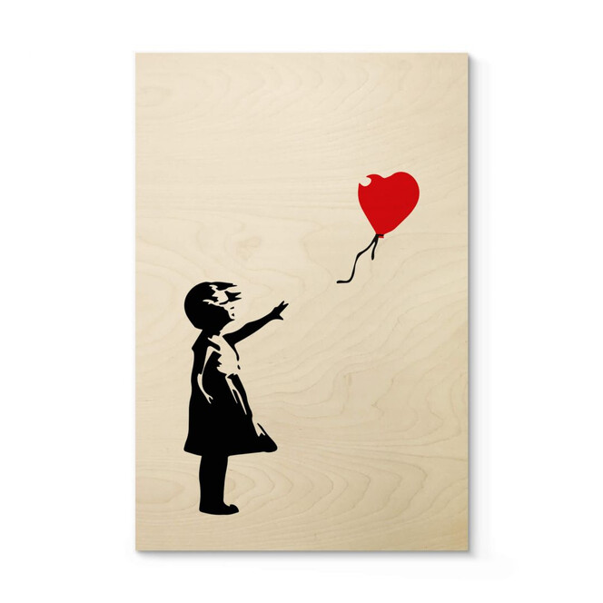 Holzposter Banksy - Girl with the red balloon