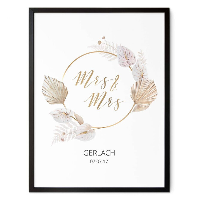 Personalisiertes Poster Mrs & Mrs - Gold
