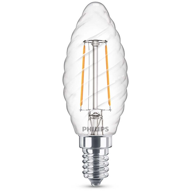 Philips LED Lampe ersetzt 25W, E14 Kerzeform ST35. klar, warmweiss, 250 Lumen, nicht dimmbar, 1er Pack Energieklasse A&&