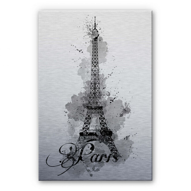 Alu-Dibond Bild La Tour Eiffel Aquarelle - schwarz/weiss