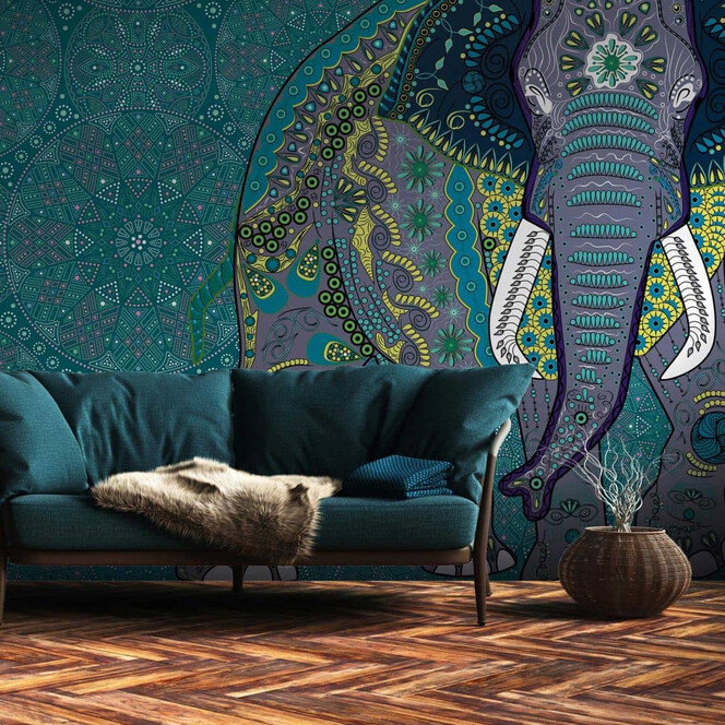 Livingwalls abstrakte Tapete Metropolitan Stories THE WALL Vliestapete mit Elefant blau, grau - Bild 1