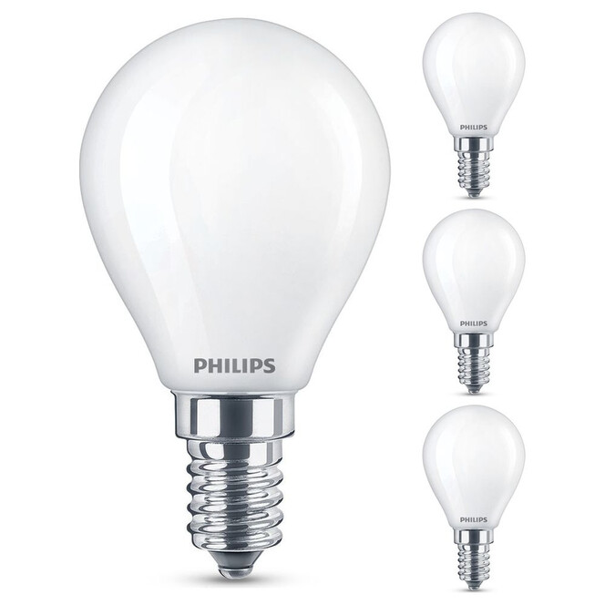Philips LED Lampe ersetzt 40W, E14 Tropfen P45. weiss, tunable white, 470 Lumen, dimmbar, 4er Pack Energieklasse A&&