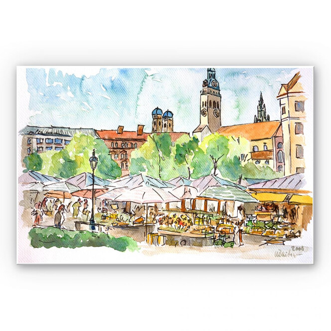 Wandbild Bleichner - München - Viktualienmarkt