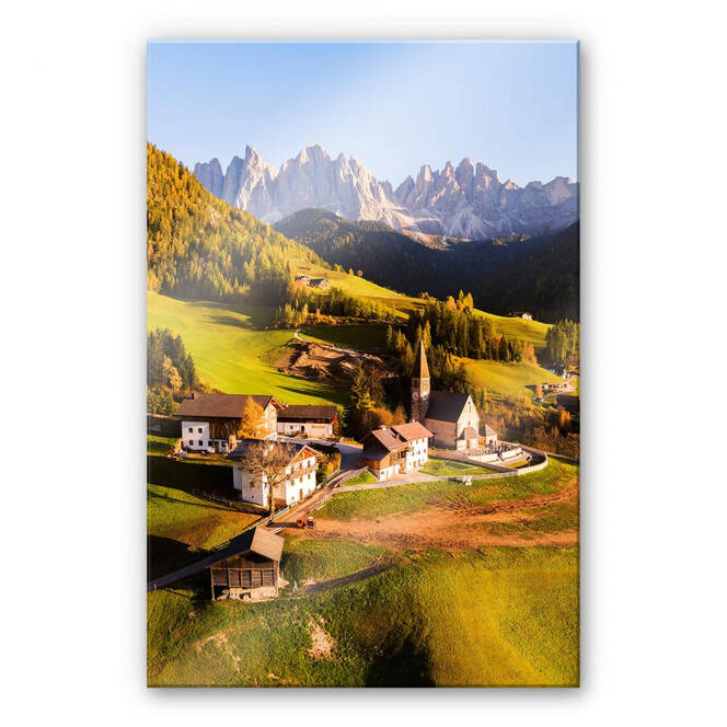 Acrylglasbild Colombo - Kleines Dorf in den Dolomiten