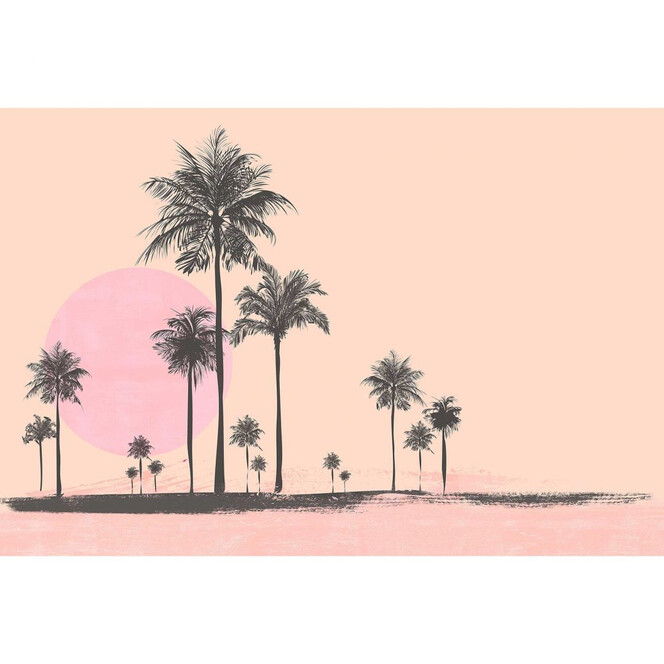 Livingwalls Fototapete ARTist Miami Beach Sunrise mit Palmen braun, orange, rosa - Bild 1