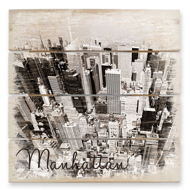 Holzbild Manhattan Luftbild
