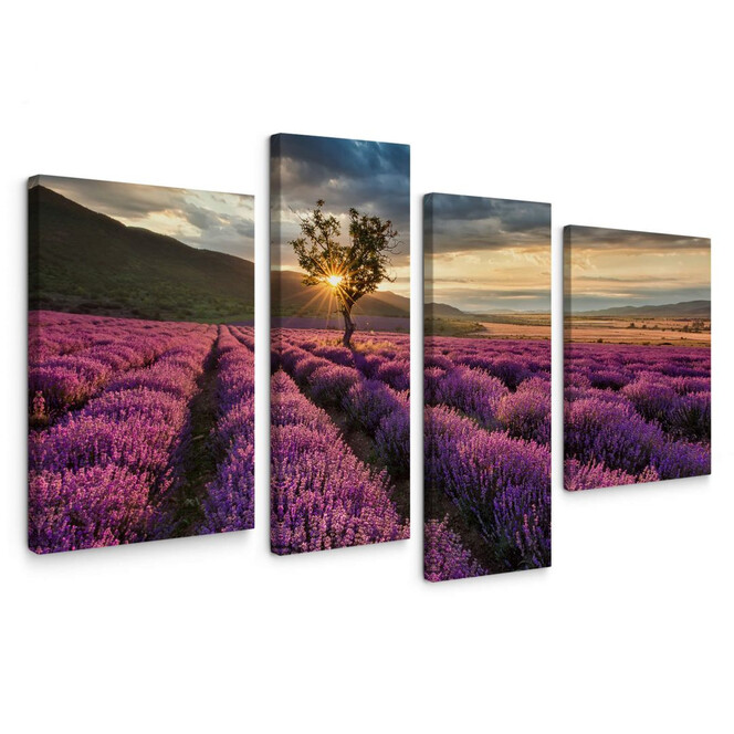 Leinwandbild Lavendelblüte in der Provence 4-teilig - Bild 1