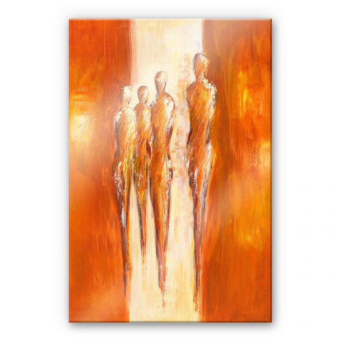 Acrylglasbild Schüssler - Vier Figuren in Orange 02