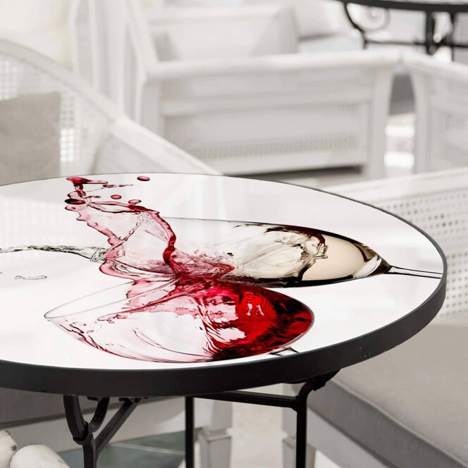 Tischplatte aus Glas - Weingläser - Rund