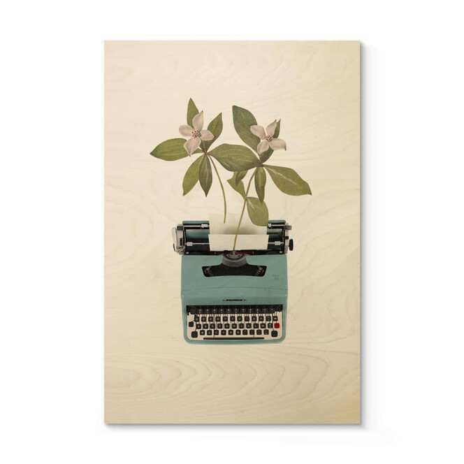 Holzbild Frida Floral Studio - Botanische Schreibmaschine