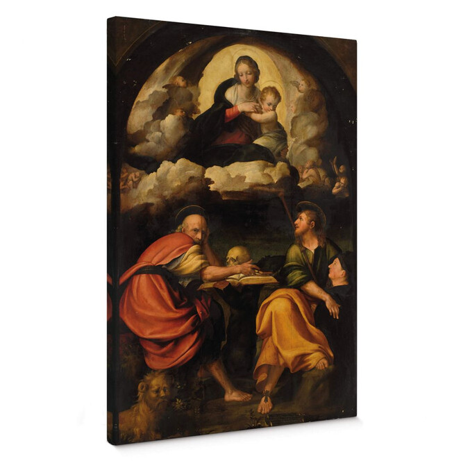 Leinwandbild Michelangelo - Maria mit Kind in der Glorie